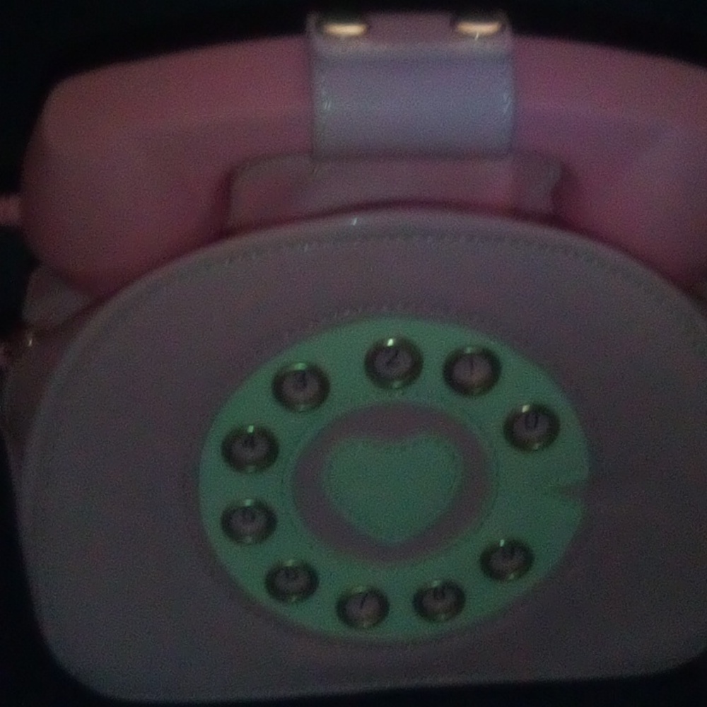 Purse with phone connection with telephone